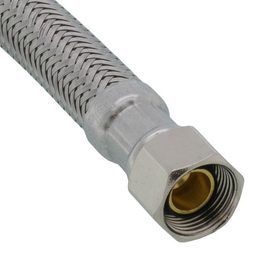 Main product image of 12" Braided Stainless Steel Hose Toilet Connector w/ Metal Nut (3/8" Compression x 7/8" Ballcock)