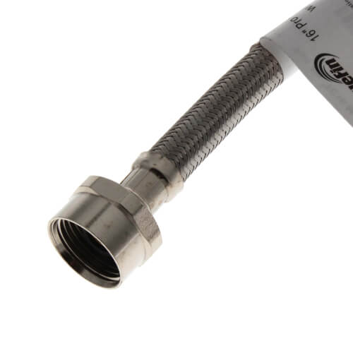Main product image of 16" Braided Stainless Steel Hose Toilet Connector w/ Metal Nut (3/8" Compression x 7/8" Ballcock)