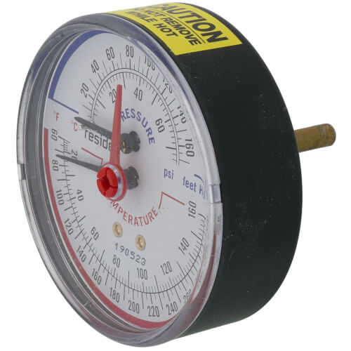 2-1/2" Tridicator Boiler Gauge – 60-320°F Temperature & 0-75 Psi Pressure