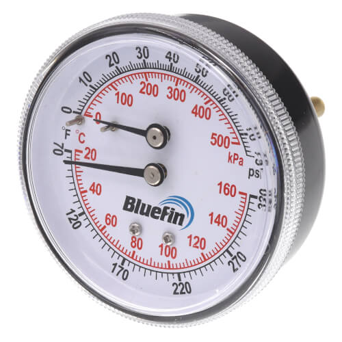 Main product image of 2.5" Tridicator, Back Mount Temperature and Pressure Gauge (0-75 PSI, 70-Degree - 320-Degree (F))