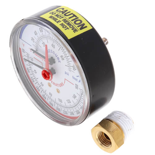 Main product image of 1/2" NPT, 3-1/8" Face, Temperature & Pressure Gauge (Tridicator), TDV-040