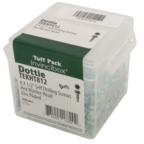 Main product image of #8 x 1/2" Hex Washer Head Self Drilling Screw Tuff Pack (Pack of 500)