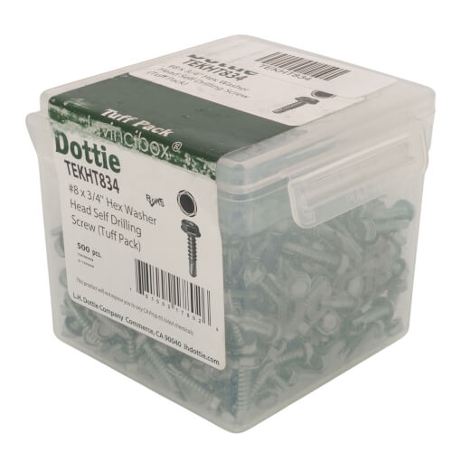 Main product image of #8 x 3/4" Hex Washer Head Self Drilling Screw Tuff Pack (Pack of 500)