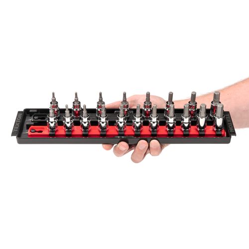 Main product image of 3/8 in Drive Hex Bit Socket Set with Rails, 19-Piece (1/8-3/8", 3-10mm)
