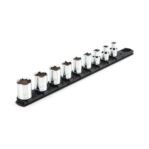 Main product image of 3/8" Drive 6-Point Socket Set with Rail, 9-Piece (5/16-3/4")