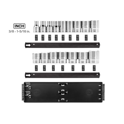 Main product image of 1/2" Drive 12-Point Socket Set with Rails, 16-Piece (3/8-1-5/16")