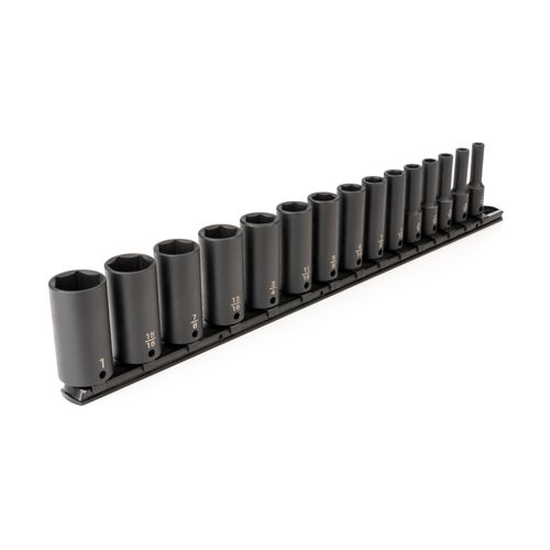 Main product image of 3/8" Drive Deep 6-Point Impact Socket Set with Rail, 15-Piece (1/4-1")