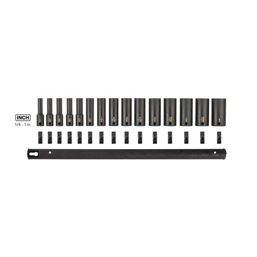 Main product image of 3/8" Drive Deep 6-Point Impact Socket Set with Rail, 15-Piece (1/4-1")