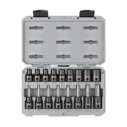 Main product image of 1/2" Drive Torx and External Star Impact Socket Set, 17-Piece (T30-T70, E10-E24)