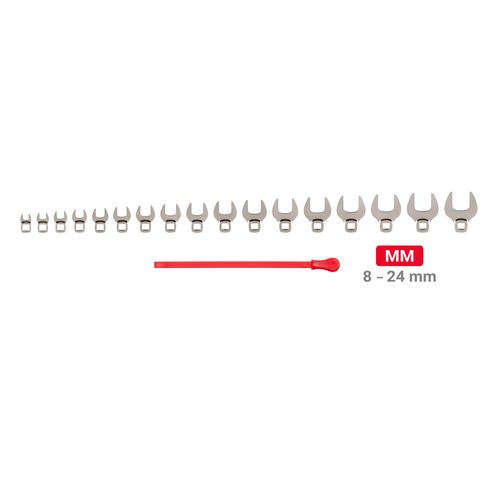 Main product image of 3/8" Drive Crowfoot Wrench Set with Key, 17-Piece (8-24mm)