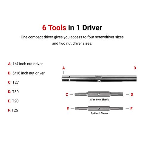 Main product image of 6-in-1 Torx Driver (T20 x T25, T27 x T30, Red)