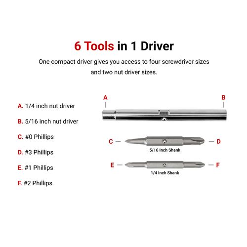 Main product image of 6-in-1 Phillips Driver (#1 x #2, #0 x #3, Red)