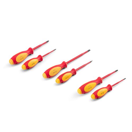 Main product image of Phillips, Slotted, Square Insulated Screwdriver Set, 6-Piece (#1 - #2, 5.5 - 6.5mm, #1 - #2)