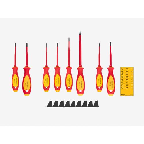 Main product image of Phillips, Slotted, Square Insulated Screwdriver Set w/ Black Modular Organizers, 8-Piece (#1 - #2, 3.5 - 6.5mm, #1 - #2)