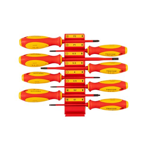 Main product image of Phillips, Slotted, Square Insulated Screwdriver Set w/ Red Modular Organizers, 8-Piece (#1 - #2, 3.5 - 6.5mm, #1- #2)