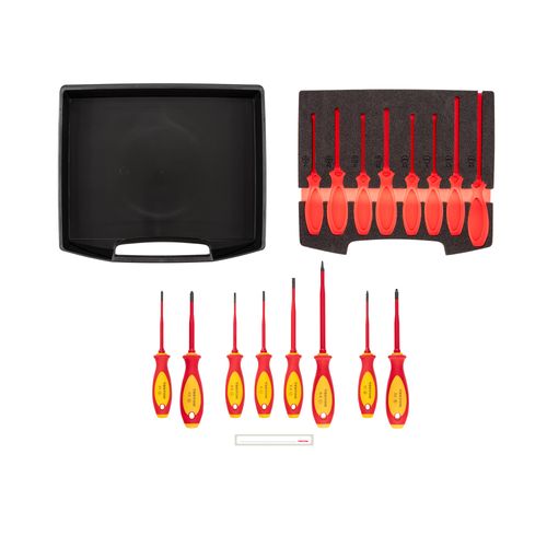 Main product image of Phillips, Slotted, Square Insulated Screwdriver Set w/ Open Top Drawer and Rack, 8-Piece (#1 - #2, 3.5 - 6.5mm, #1 - #2)