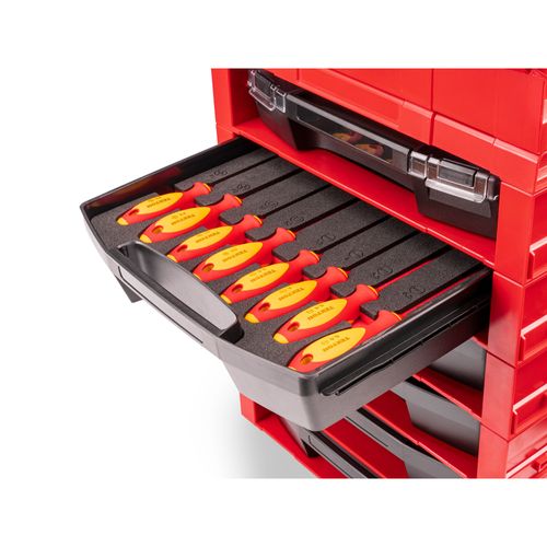 Main product image of Phillips, Slotted, Square Insulated Screwdriver Set w/ Open Top Drawer and Rack, 8-Piece (#1 - #2, 3.5 - 6.5mm, #1 - #2)