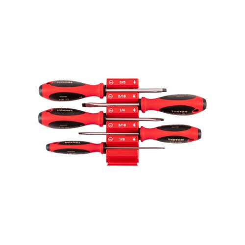 Main product image of Slotted Screwdriver Set w/ Red Modular Organizers - 4" Shanks, 5-Piece (1/8"- 3/8")