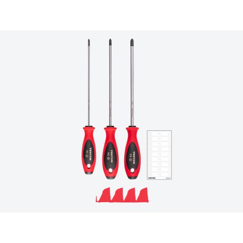 Main product image of Phillips Screwdriver Set w/ Red Modular Organizers - 8" Shanks, 3-Piece (#1 - #3)