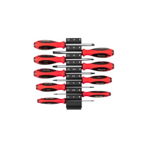Main product image of Slotted Screwdriver Set w/ Black Modular Organizers - 4" Shanks, 9-Piece (3 - 14mm)