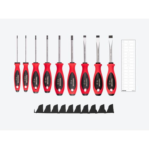 Main product image of Slotted Screwdriver Set w/ Black Modular Organizers - 4" Shanks, 9-Piece (3 - 14mm)