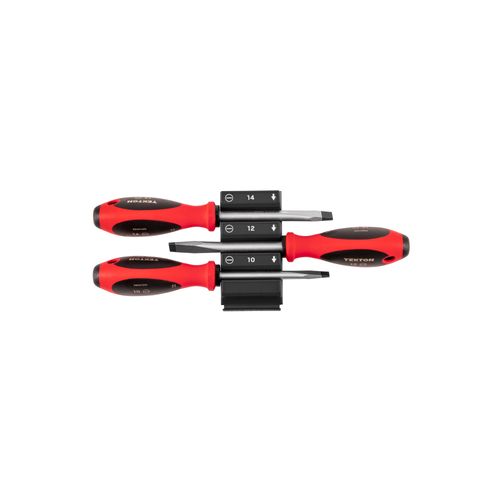 Main product image of Slotted Screwdriver Set w/ Black Modular Organizers - 4" Shanks, 3-Piece (10 - 14mm)