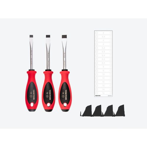 Main product image of Slotted Screwdriver Set w/ Black Modular Organizers - 4" Shanks, 3-Piece (10 - 14mm)