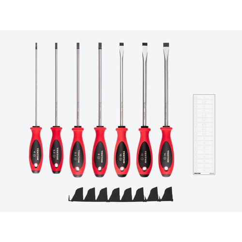 Main product image of Slotted Screwdriver Set w/ Black Modular Organizers - 8" Shanks, 7-Piece (4 - 14mm)