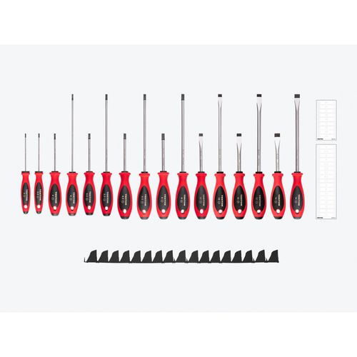 Main product image of Slotted Screwdriver Set w/ Black Modular Organizers - 4", 8" Shanks, 16-Piece (3 - 14mm)