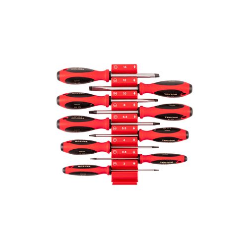 Main product image of Slotted Screwdriver Set w/ Red Modular Organizers - 4" Shanks, 9-Piece (3 -14mm)