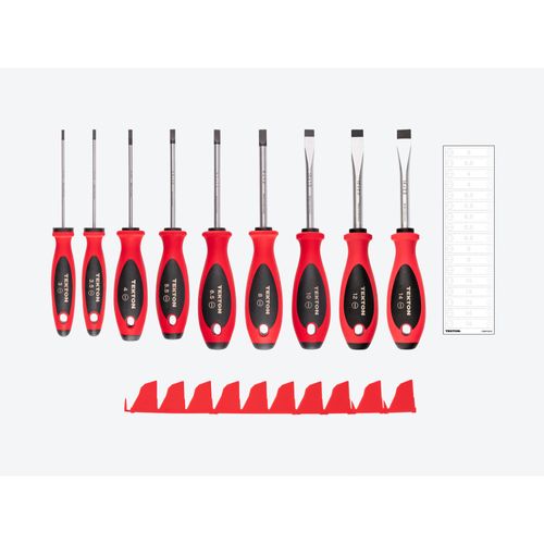 Main product image of Slotted Screwdriver Set w/ Red Modular Organizers - 4" Shanks, 9-Piece (3 -14mm)