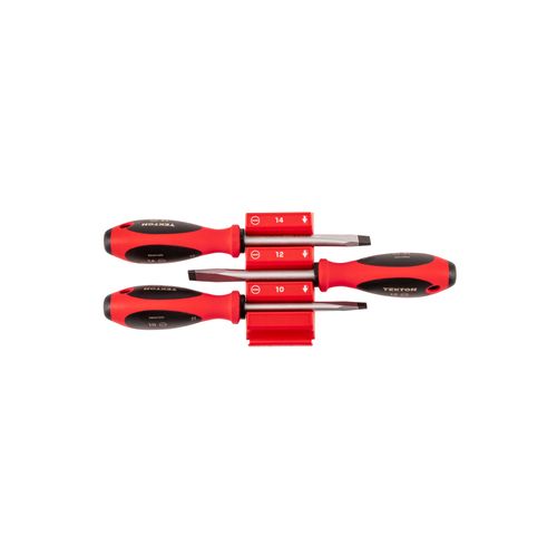 Main product image of Slotted Screwdriver Set w/ Red Modular Organizers - 4" Shanks, 3-Piece (10 - 14mm)