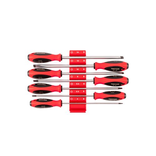 Main product image of Slotted Screwdriver Set w/ Red Modular Organizers - 8" Shanks, 7-Piece (4 -14mm)