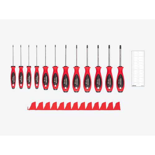 Main product image of Torx Screwdriver Set w/ Red Modular Organizers - 4" Shanks, 12-Piece (T6 - T45)