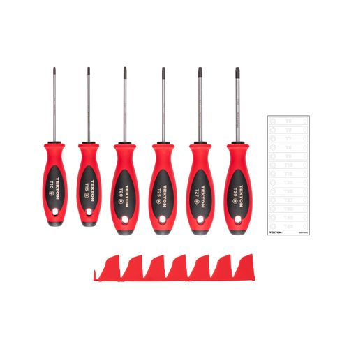Main product image of Torx Screwdriver Set w/ Red Modular Organizers - 4" Shanks, 6-Piece (T10 - T30)
