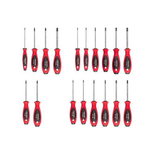 Main product image of Phillips, Slotted, Torx, Square Screwdriver Set - 4" Shanks, 18-Piece (#0 - #3, 3 - 8mm, T10 - T30, #1 - #2)