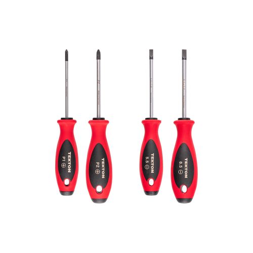 Main product image of Phillips and Slotted Screwdriver Set - 4" Shanks, 4-Piece (#1 - #2, 5.5 - 6.5mm)