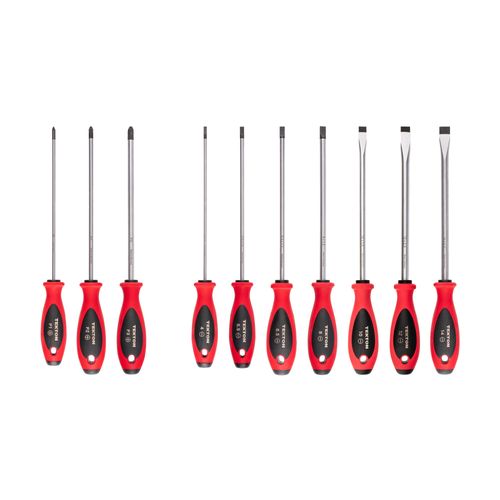 Main product image of Phillips and Slotted Screwdriver Set - 8" Shanks, 10-Piece (#1 - #3, 4 - 14mm)