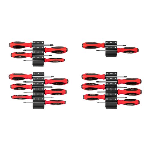 Main product image of Phillips, Slotted, Torx, Square Screwdriver Set w/ Black Modular Organizers - 4" Shanks, 18-Piece (#0 - #3, 3 - 8mm, T10 - T30, #1 - #2)