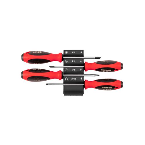 Main product image of Phillips and Slotted Screwdriver Set w/ Black Modular Organizers - 4" Shanks, 4-Piece (#1 - #2, 3/16"- 1/4")