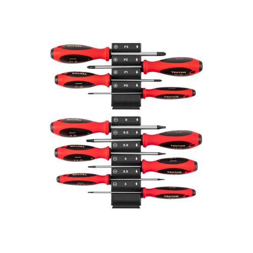 Main product image of Phillips and Slotted Screwdriver Set w/ Black Modular Organizers - 4" Shanks, 10-Piece (#0 - #3, 3 - 8mm)