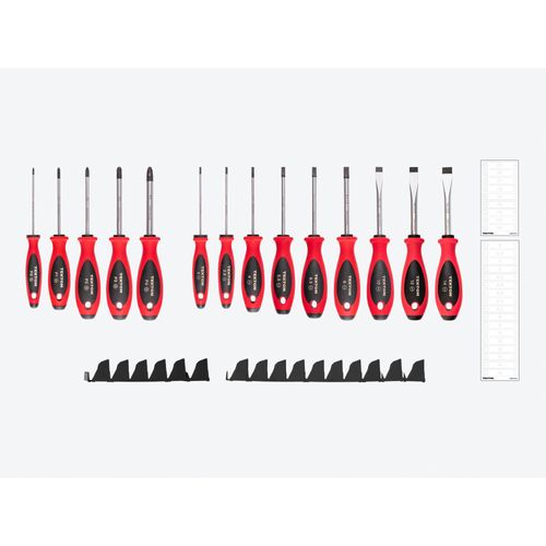 Main product image of Phillips and Slotted Screwdriver Set w/ Black Modular Organizers - 4" Shanks, 14-Piece (#0 - #4, 3 - 14mm)