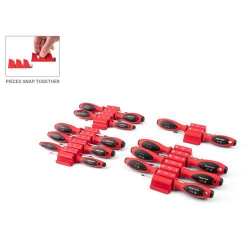 Main product image of Phillips, Slotted, Torx, Square Screwdriver Set w/ Red Modular Organizers - 4" Shanks, 18-Piece (#0 - #3, 3 - 8mm, T10 - T30, #1 - #2)