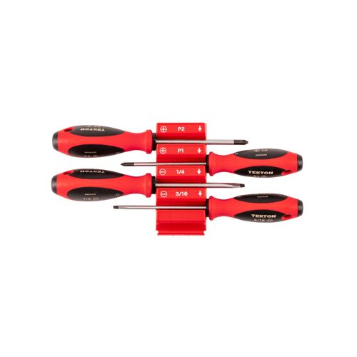 Main product image of Phillips and Slotted Screwdriver Set w/ Red Modular Organizers - 4" Shanks, 4-Piece (#1 - #2, 3/16"- 1/4")