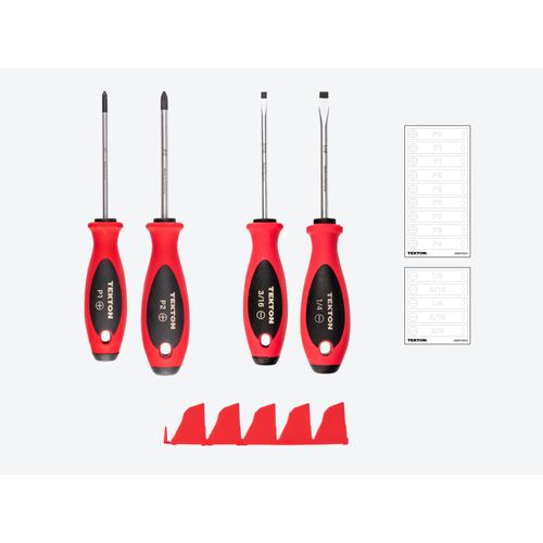Main product image of Phillips and Slotted Screwdriver Set w/ Red Modular Organizers - 4" Shanks, 4-Piece (#1 - #2, 3/16"- 1/4")