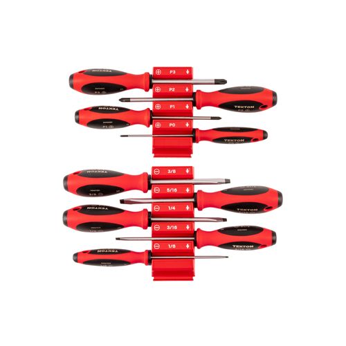 Main product image of Phillips and Slotted Screwdriver Set w/ Red Modular Organizers - 4" Shanks, 9-Piece (#0 - #3, 1/8"- 3/8")