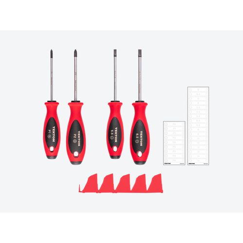 Main product image of Phillips and Slotted Screwdriver Set w/ Red Modular Organizers - 4" Shanks, 4-Piece (#1 - #2, 5.5 - 6.5mm)