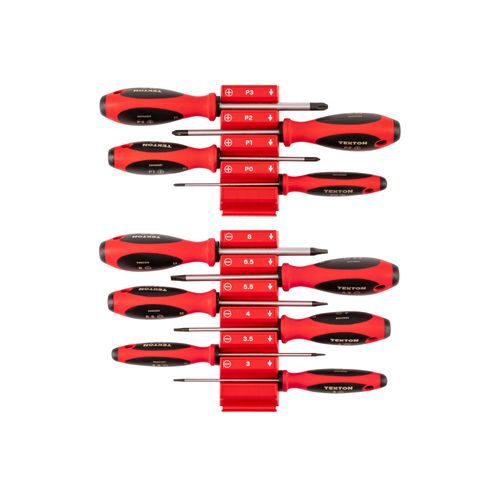 Main product image of Phillips and Slotted Screwdriver Set w/ Red Modular Organizers - 4" Shanks, 10-Piece (#0 - #3, 3 - 8mm)