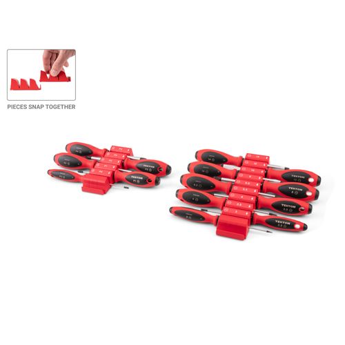 Main product image of Phillips and Slotted Screwdriver Set w/ Red Modular Organizers - 4" Shanks, 14-Piece (#0 - #4, 3 - 14mm)