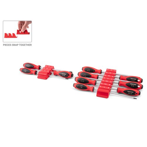 Main product image of Phillips and Slotted Screwdriver Set w/ Red Modular Organizers - 8" Shanks, 10-Piece ( #1 - #3, 4 - 14mm)